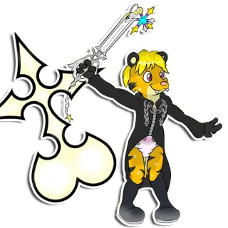 🗝 เฟอร์รี่, คีย์เบลด, เสือ, การ์ตูน, แฟนอาร์ต, มานุษยรูปนิยม telegram sticker