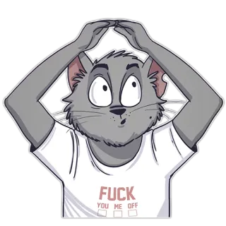 👀 FUCK YOU ME OFF cat, t-shirt, swear word, offensive, animal whatsapp sticker