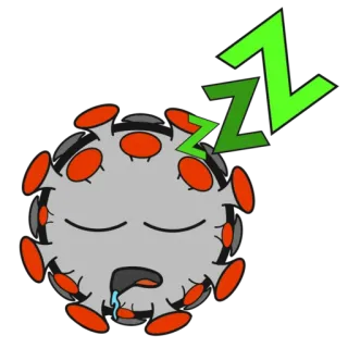 😴 Covid, Coronavírus, dormindo, cansado, vírus, desenho animado telegram sticker