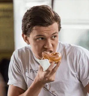 😐 Peter Parker Spider-Man 4. Find eating, donut, food, man, spider-man whatsapp sticker
