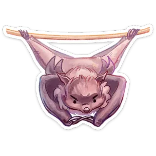 🙄 bat, animal, cartoon, flying mammal, sticker, cute, kawaii, wildlife telegram sticker