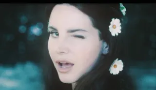 😉 Lana Del Rey cantor, músico, Lana Del Rey, celebridade, margaridas, piscadela telegram sticker