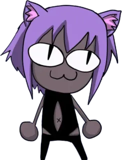 🟣 Neco-Arc Anime, Kot, Meme, Słodkie, Kreskówka telegram sticker