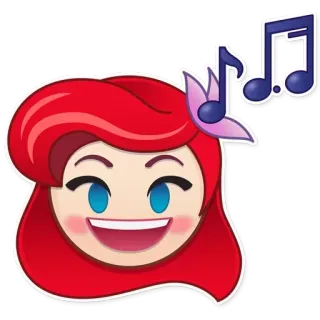 😊 Ariel The Little Mermaid Disney, princesse, dessin animé, musique, emoji, chant, cheveux roux telegram sticker