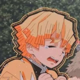 🍃 Zenitsu Agatsuma Demon Slayer anime, crying, fearful, scared, demon slayer telegram sticker