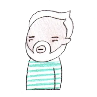 😤 hombre, barba, camisa rayas, pelo blanco, dibujos animados, minimalista telegram sticker