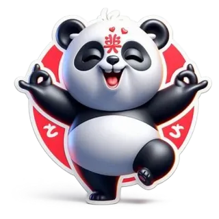 🌟 樂 Panda, Oso, Dibujos animados, Lindo, Zen, Yoga, Pegatina whatsapp sticker