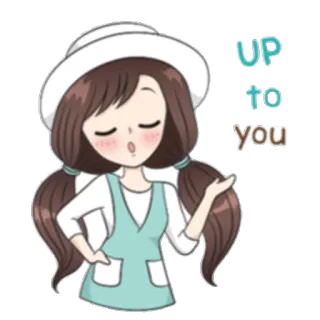 😑 up to you dibujos animados, niña, sombrero, lindo, pose whatsapp sticker