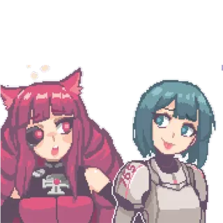 😅 Аниме, Манга, Девушка-кошка, Пиксель арт, Женщина, Иллюстрация telegram sticker