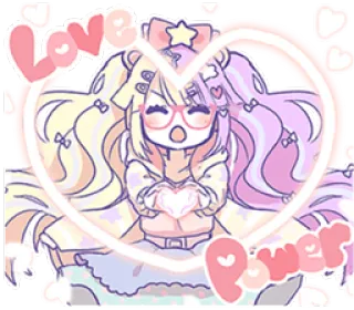 ❤️ Love Power kawaii, animé, coeur, amour, pouvoir, mignon, chibi whatsapp sticker