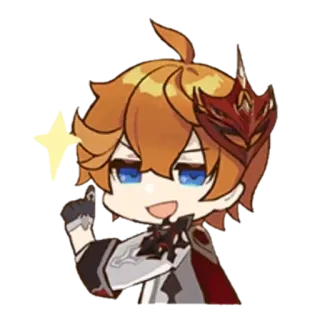 😁 Tartaglia Genshin Impact genshin impact, tartaglia, chibi, anime, personaje, videojuego whatsapp sticker