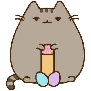 🥚 Pusheen 猫, プシーン, アイス, デザート, 食べ物, かわいい telegram sticker