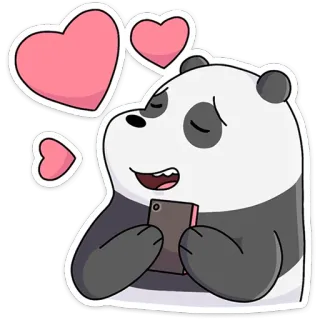 ❤️ Panda We Bare Bears Panda, Ours, Amour, Coeur, Dessin animé, Mignon, Téléphone portable telegram sticker