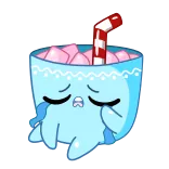 😭 đồ uống, đá viên, khóc, buồn, hoạt hình whatsapp sticker
