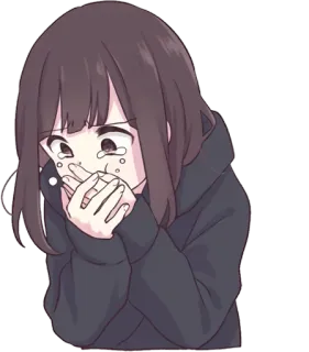 🤢 Anime, Fille, Pleurs, Triste, Émotionnel, Sweat à capuche telegram sticker