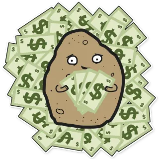 💸 potato, money, dollars, cartoon, cute, cash, wealth telegram sticker