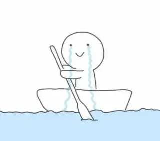 ❤ плач, гребная лодка, грустный, иллюстрация, лодка, вода telegram sticker