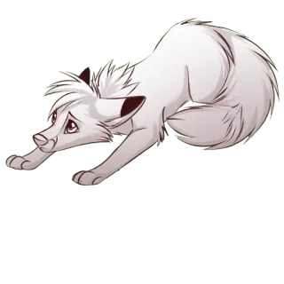 🙄 renard, renard blanc, animal, dessin animé, mignon, couché, poilu telegram sticker