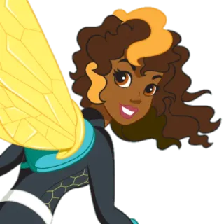 😁 cartoon, girl, brown hair, wings, bee, honey telegram sticker