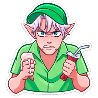 ⏺ Elfo, Helado, Dibujos animados, Verde, Enojado, Refresco telegram sticker