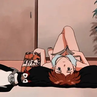 📺 ポテトチップス anime, girl, penguin, snack, chips telegram sticker