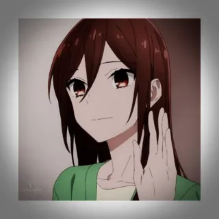 💫 Anime Mädchen, winkend, Cartoon, braune Haare, Horimiya, Anime telegram sticker