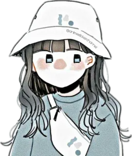 😶 Anime, Fille, Mignon, Chapeau, Manga, Dessin animé telegram sticker