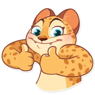 👍 macan tutul, hewan, kartun, jempol ke atas, positif, lucu, stiker telegram sticker