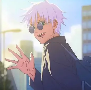 🌟 Satoru Gojo Jujutsu Kaisen Anime, Gojo, Satoru, Lunettes, Cheveux Blancs, Vague telegram sticker