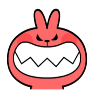 😡 wütend, Cartoon, Hase, Kaninchen, Sticker, rot, Zähne, sauer telegram sticker