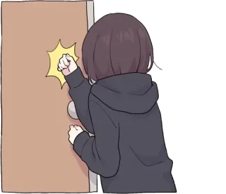 😠 Аниме, Стук, Дверь, Милый, Мультфильм telegram sticker