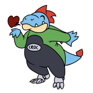 😚 CROC Krokodil, Cartoon, Herz, Süß, Tier, Aufkleber, Figur telegram sticker
