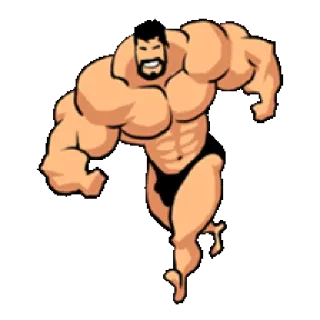🏃 Muskel, Bodybuilder, Fitness, Mann, Cartoon telegram sticker
