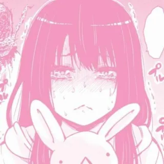 🎀 anime, girl, crying, pink, bunny, sad telegram sticker