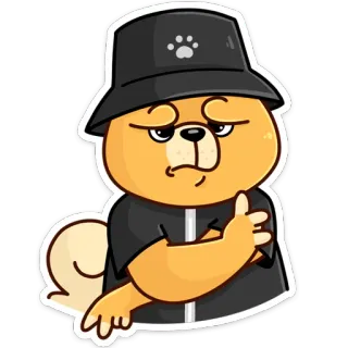 😎 cachorro, chapéu balde, animal, desenho animado, fofo telegram sticker