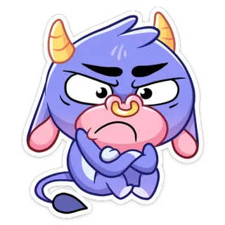 😝 monstruo, morado, dibujos animados, enojado, demonio, toro, cuernos telegram sticker