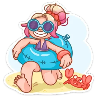 ⛱️ plage, été, crabe, fille, maillot de bain, lunettes de soleil telegram sticker