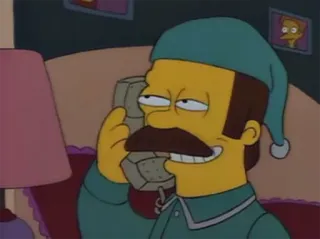 ☎️ Ned Flanders The Simpsons Ned Flanders, The Simpsons, Cartoon, TV Show, Sleepwear, Cartoon character telegram sticker