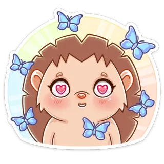 😍 hedgehog, cute, animals, butterflies, love, kawaii whatsapp sticker