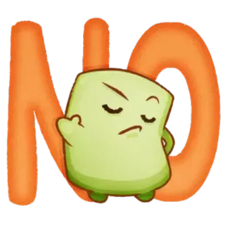 🙅 NO Marshmallow, Dito medio, No, Arrabbiato, Cartone animato, Rifiuto whatsapp sticker