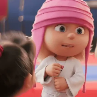 ✨️ Agnes Despicable Me Cartoon, Animation, Mädchen, Karate, Kampfsport, Pinker Hut, Film, Charakter telegram sticker