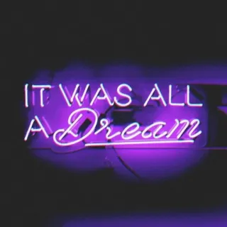 💜 IT WAS ALL A DREAM insegna al neon, sogno, viola, testo, citazione whatsapp sticker