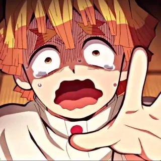 🌟 Zenitsu Agatsuma Demon Slayer anime, demon slayer, zenitsu, scared, crying, shocked, character, manga telegram sticker
