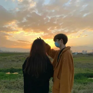 🌻 casal, pôr do sol, amor, romance, paisagem, afeição, campo telegram sticker