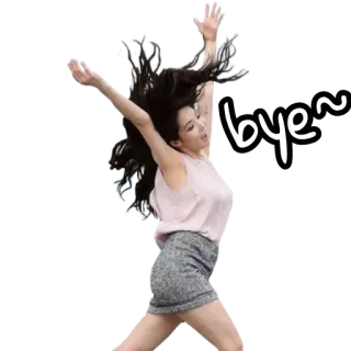 🙆 bye~ pa, do widzenia, machanie, kobieta telegram sticker