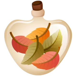 ❤ folha, outono, natureza, outono, frasco, garrafa telegram sticker