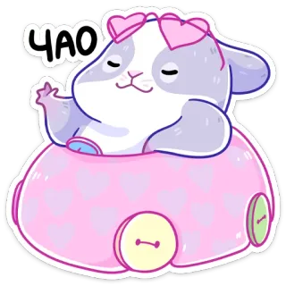👋 ЧАО animal, desenho animado, fofo, adesivo, coelho, corações whatsapp sticker