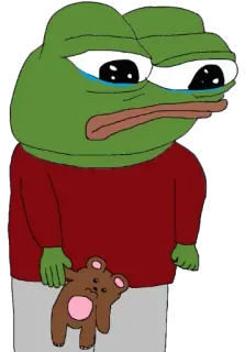 ⚫ Pepe the Frog traurig, Frosch, weinend, Teddybär, Meme telegram sticker