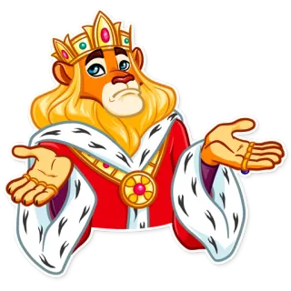 🤷‍♂️ лев, король, корона, королевский, мультфильм, животное telegram sticker