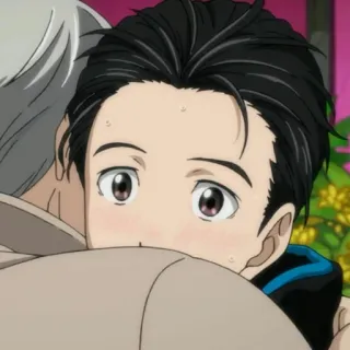 🌗 Yuri Katsuki Yuri on Ice Аниме, Объятия, Yuri on Ice, Эмоциональный, Милый, Дружба, Фигурное катание telegram sticker